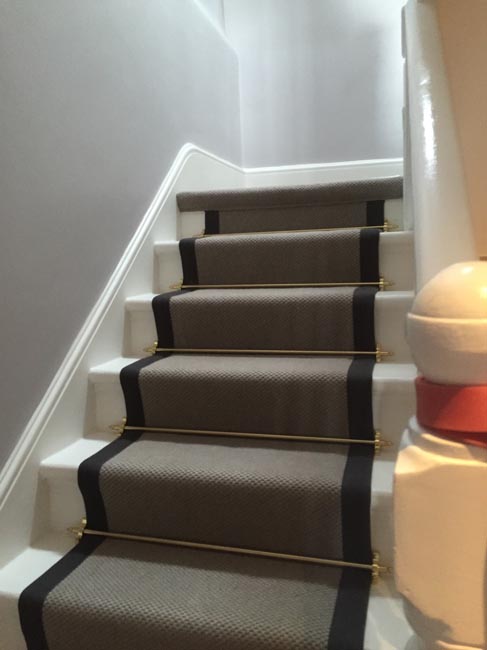 portfolio carpets grey stairs black border golden stairrods 10