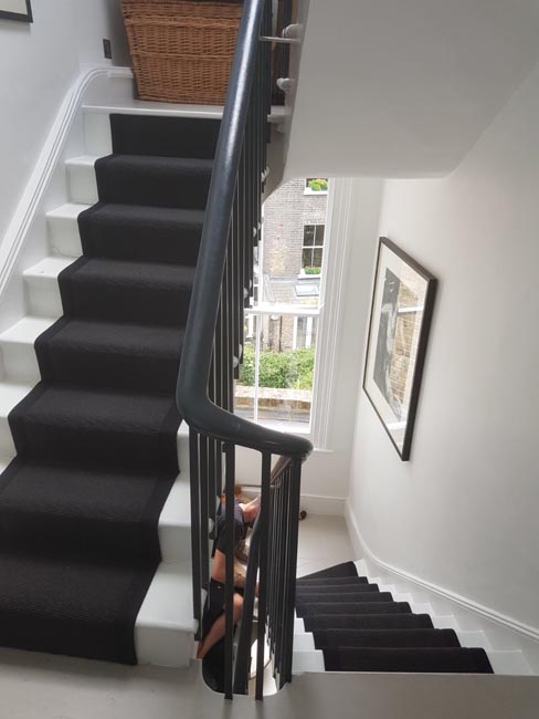portfolio carpets black stair runner with black binding 08