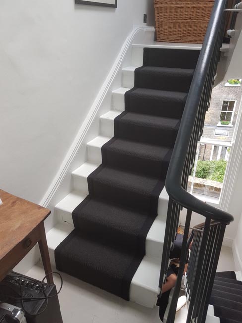portfolio carpets black stair runner with black binding 09