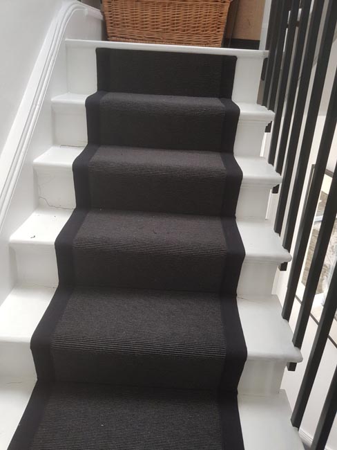 portfolio carpets black stair runner with black binding 15