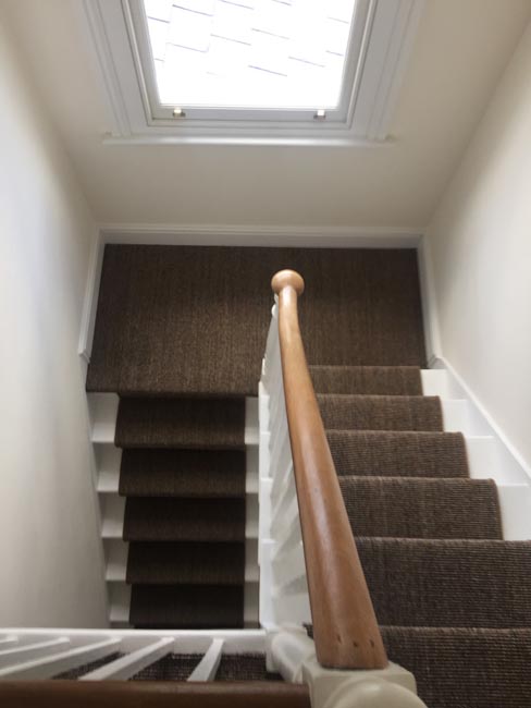 portfolio carpets dark sisal stairs installation runner 05