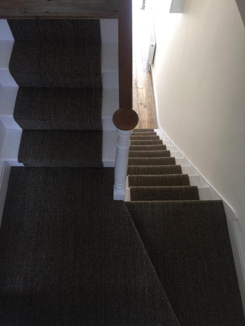 portfolio carpets dark sisal stairs installation runner 09