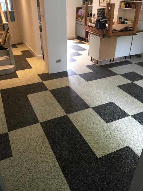 portfolio smooth floors black and white marmoleum pattern 06
