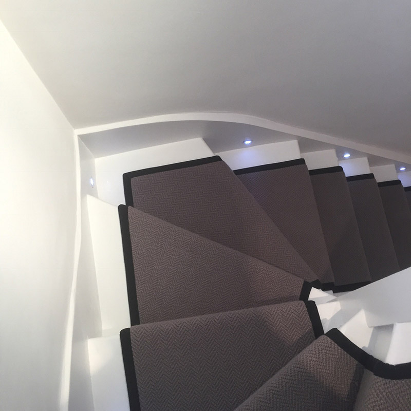 Grey Stair Runner With Black Binding On The Sides