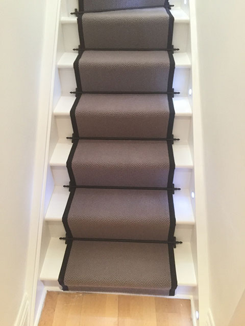 Portfolio Carpet Grey Stair Runner Rods Installation 1