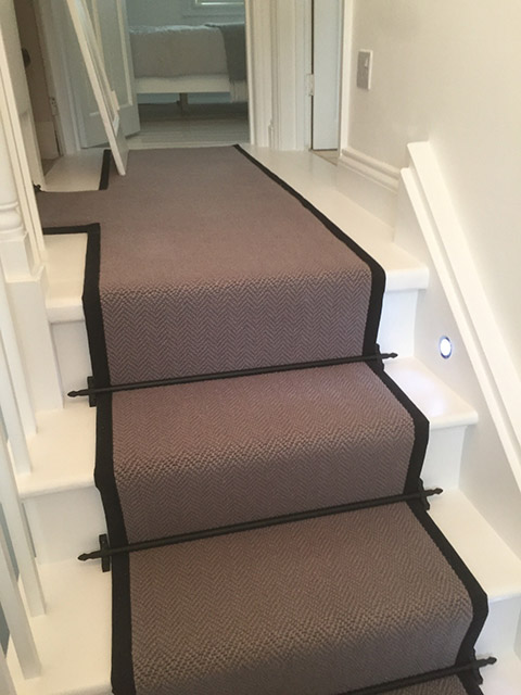 Portfolio Carpet Grey Stair Runner Rods Installation 13