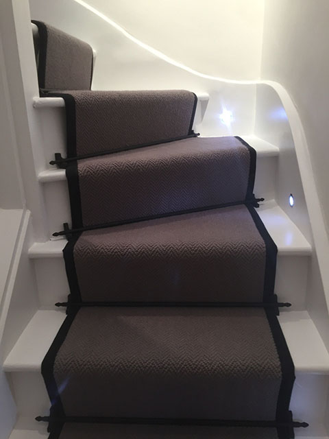 Portfolio Carpet Grey Stair Runner Rods Installation 2