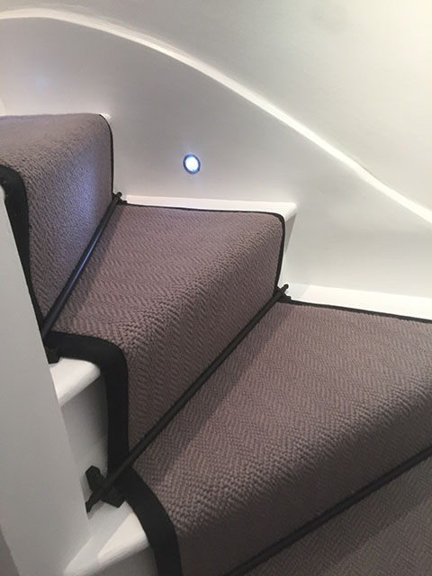 Portfolio Carpet Grey Stair Runner Rods Installation 3
