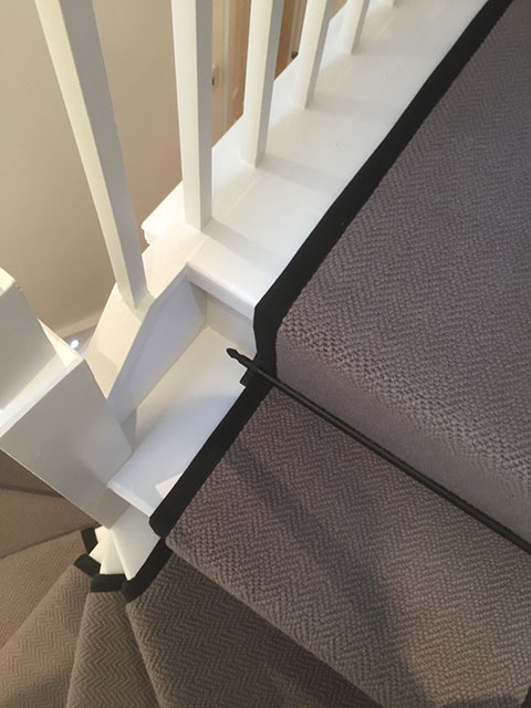 Portfolio Carpet Grey Stair Runner Rods Installation 6