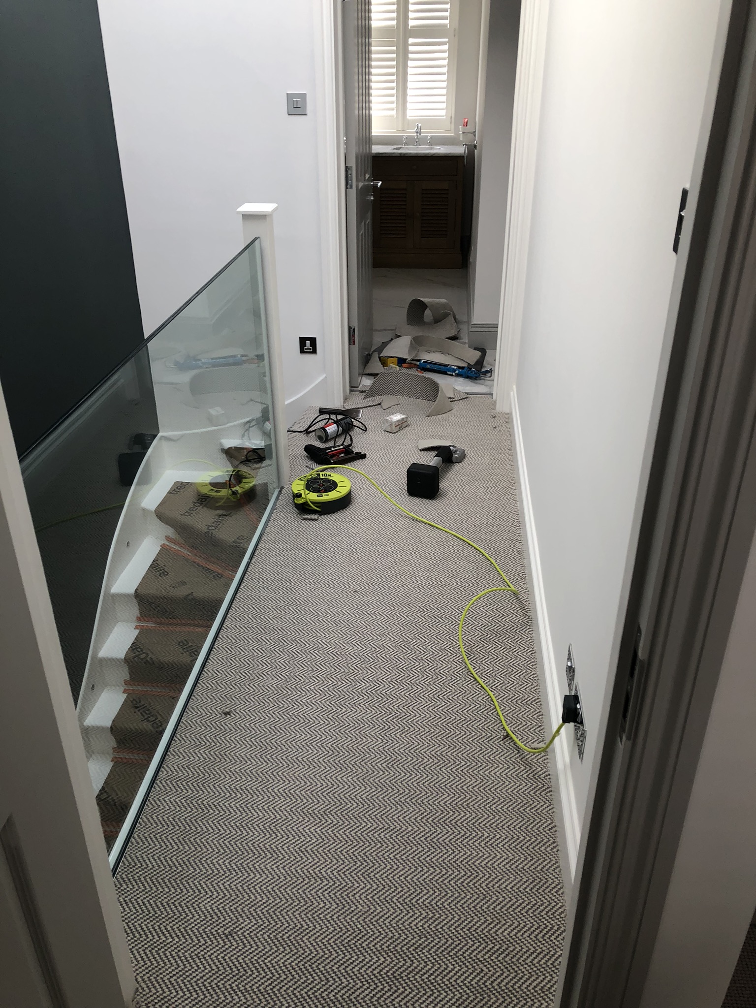 Fibre Flatweave Classic Herringbone Dapple carpet installed Battersea 8