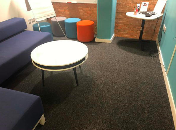 Cavalio Authentic Rustic Oak Vinyl Tiles & Marlings Carpet Tiles in Berkeley Eco-Ebony colour 3