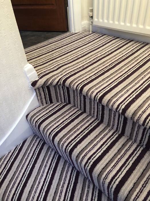 Stripy Carpet to Stairs Installed in Marylebone 4