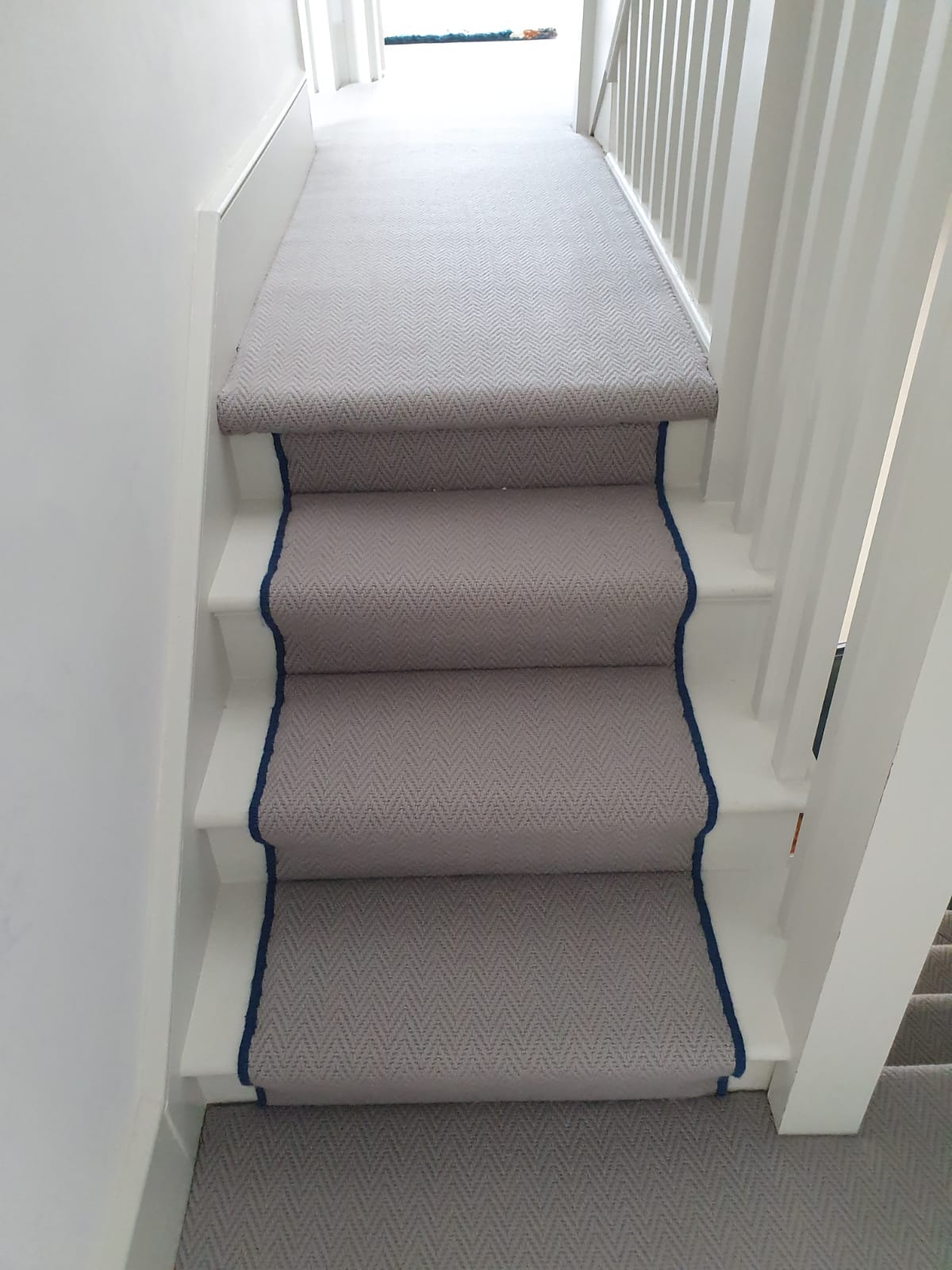 Grey Carpet with Blue Whipping in Kilburn 3