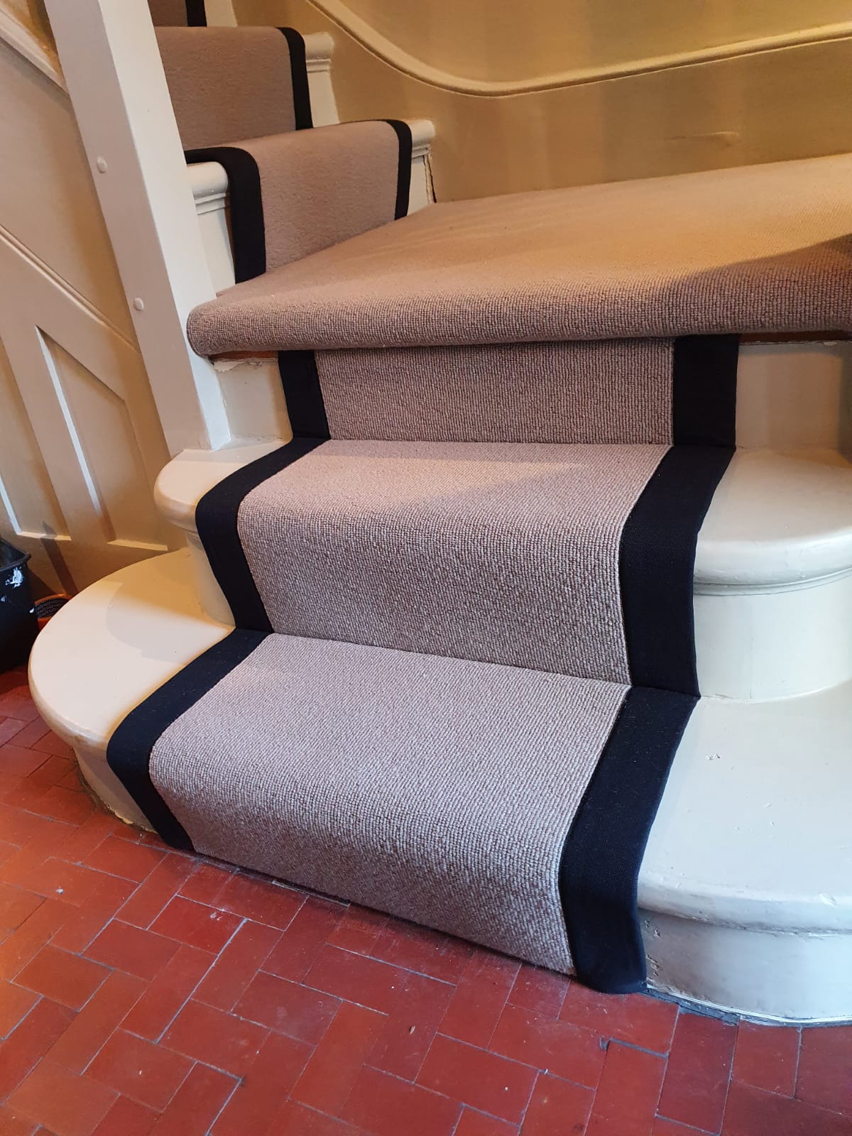 Pink Carpet with Black Binding In Kensington 2