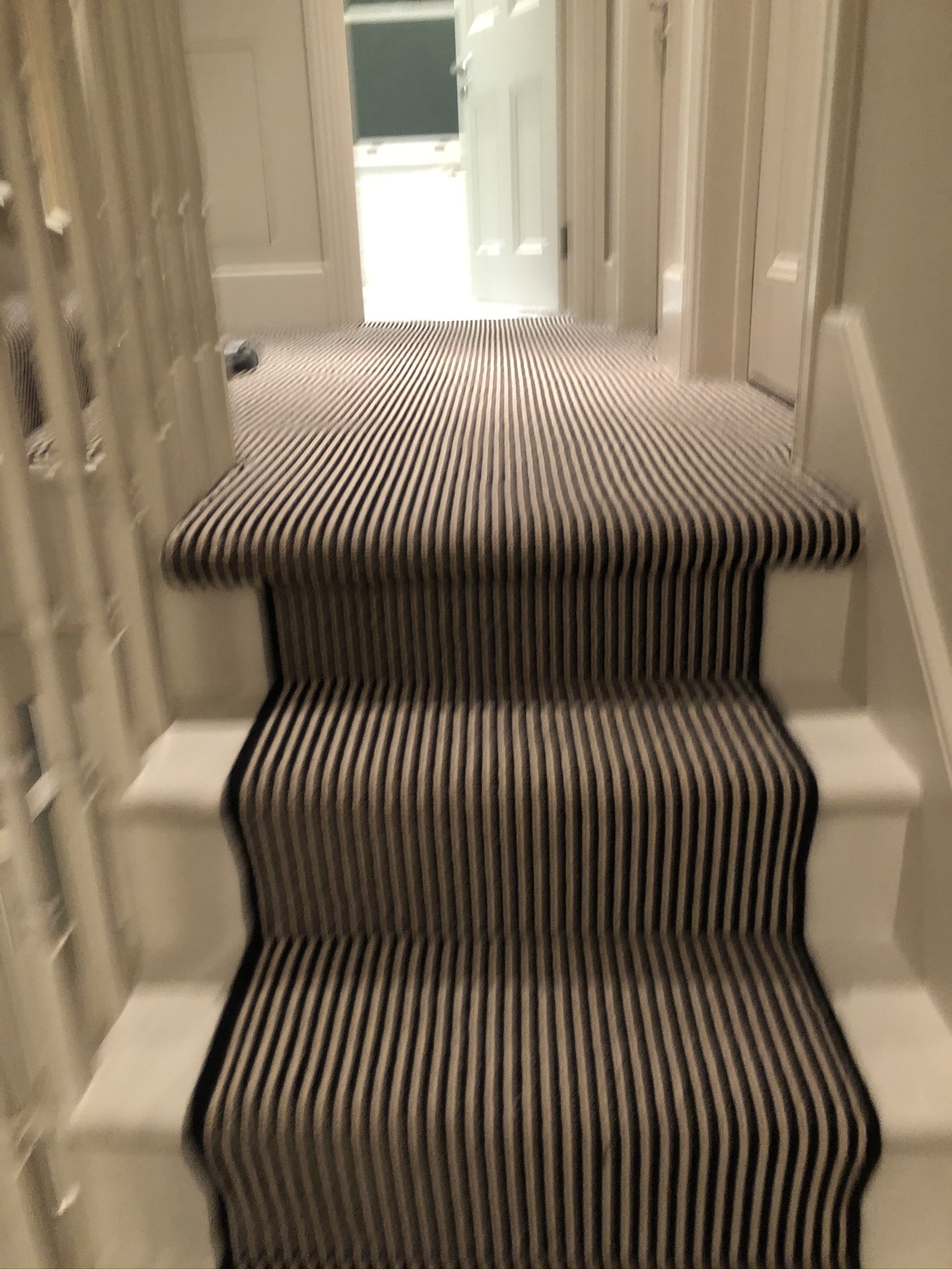 Hugh Mackay Carpets Deco Loop Two Tone Magpie Black & White Stripe Installation In Lambeth-0